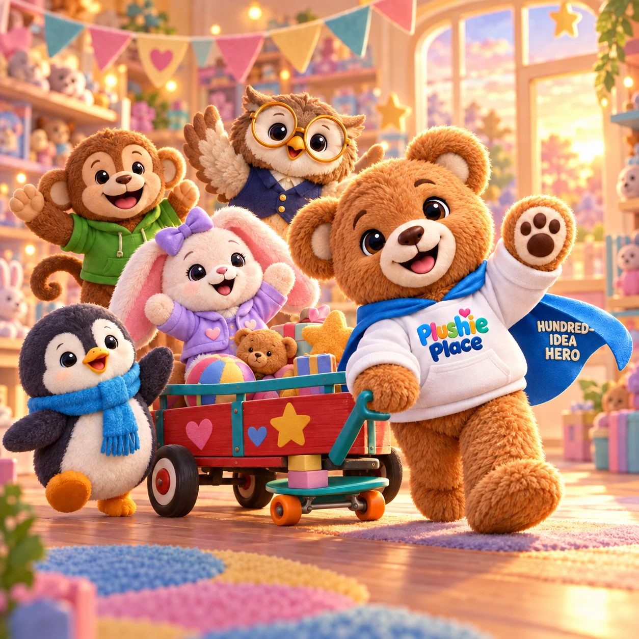 Nuzzleby and his friends celebrating a colorful friendship parade